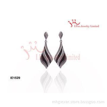 Fashion Europe Leaf Silver CZ Earrings Charming Water Drops
